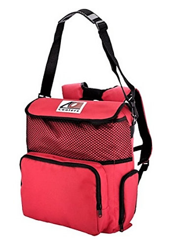 Red Insulated Cooler Backpack Holds 18 Cans 